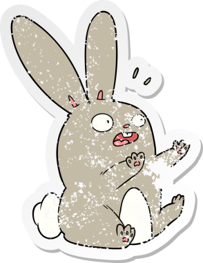 Çizgi filmin orijinal üzgün çıkartması ürkmüş bir tavşandı.