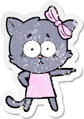 Çizgi film kedisinin orijinal sıkıntılı çıkartması