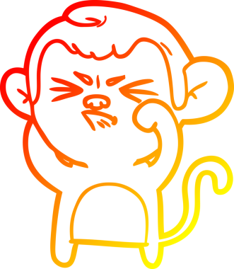 Kızgın bir maymunun orjinal sıcak çizgi çizimi