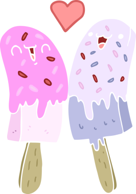 Orijinal düz renkli karikatür buz lolipopu aşık