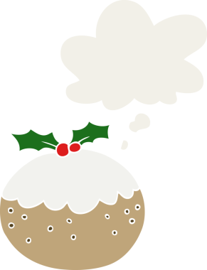 Düşünce baloncuklu orijinal noel pudingi.