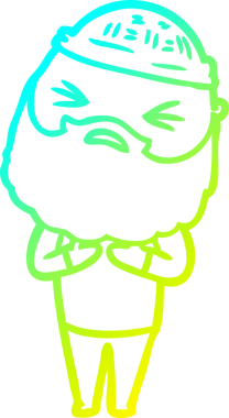 Sakallı bir çizgi film karakteri çiziyor.