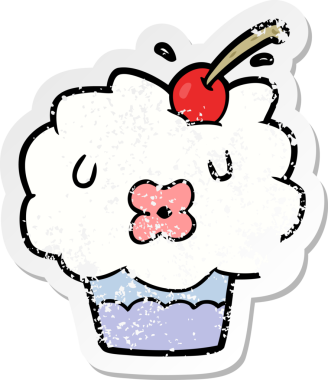 Çizgi film kekinin orijinal sıkıntılı çıkartması.