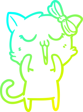 Bir çizgi film kedisinin orijinal soğuk eğimli çizimi