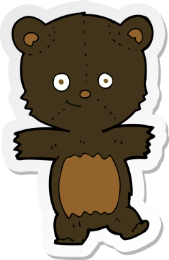 Orijinal bir çizgi film çıkartması. Tatlı siyah ayı.