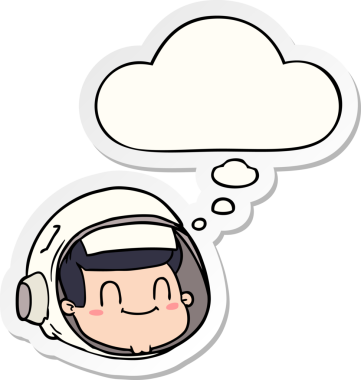 Yazılı çıkartma olarak düşünce baloncuğu olan orijinal astronot yüzü