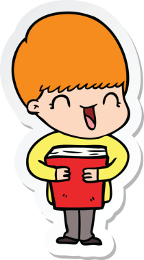 Mutlu bir çizgi film çocuğunun orijinal çıkartması.