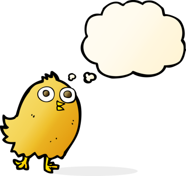 Düşünce baloncuklu orijinal mutlu kuş