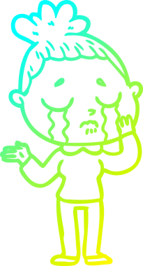 Ağlayan bir çizgi film karakterinin orjinal soğuk gradyan çizimi