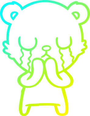 Ağlayan bir çizgi film ayısının orijinal soğuk eğim çizgisi.