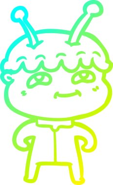 Dost canlısı bir uzay adamının orijinal soğuk çizgi çizimi