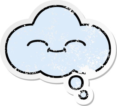 Sevimli bir çizgi film düşünce balonunun orijinal sıkıntılı çıkartması