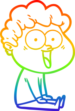 Orijinal gökkuşağı gradyan çizgi çizimi mutlu bir adamın