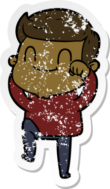 Karikatür dostu bir adamın orijinal sıkıntılı çıkartması.