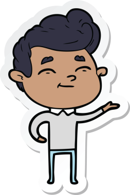 Mutlu bir karikatürcünün orijinal çıkartması.