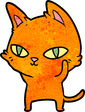 Parlak gözlü orijinal çizgi film kedisi.