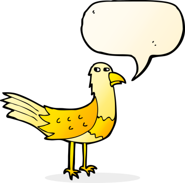 Düşünce baloncuklu orijinal çizgi film kuşu