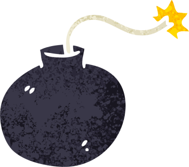 Orijinal retro illüstrasyon tarzı tuhaf çizgi film bombası