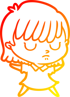 Bir çizgi film kadınının orjinal sıcak çizgi çizimi