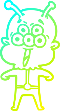 Mutlu bir uzaylı çizgi filminin orjinal soğuk gradyan çizimi