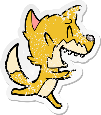 Kaçan gülen tilkinin kederli orijinal çıkartması.