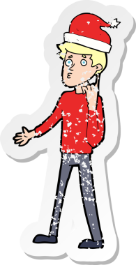 Orijinal retro sıkıntılı karikatürist etiketi Noel için hazır