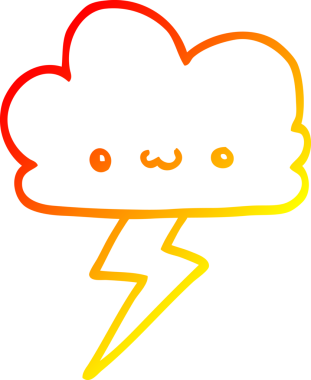 Bir karikatür fırtına bulutunun orjinal sıcak çizgi çizimi