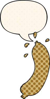 Çizgi roman tarzında konuşma balonu olan orijinal çizgi film sosisi.