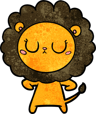 Bir insan tarafından çizilmiş orijinal karikatür aslanı.