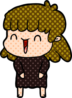 Bir insan tarafından çizilmiş orijinal karikatür kadın.