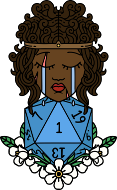 Orijinal Retro Dövme Tarzı Ağlayan Barbar İnsan Doğal D20 ruloyla