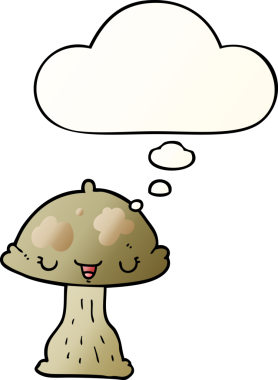 Düz eğimli düşünce baloncuklu orijinal mantar taburesi