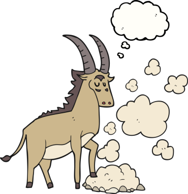 Orjinal serbest çizim düşünce balonu karikatür antilobu