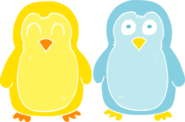 El ele tutuşan kuşların orijinal düz çizimi