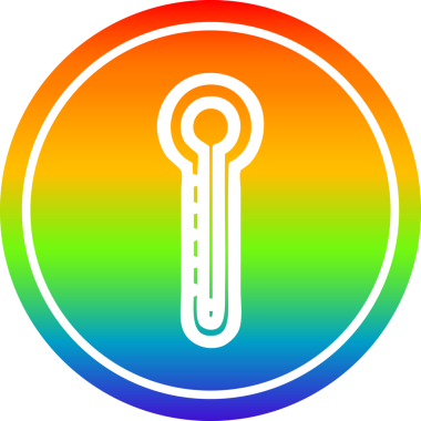 Gökkuşağı eğimli orijinal cam termometre dairesel simgesi