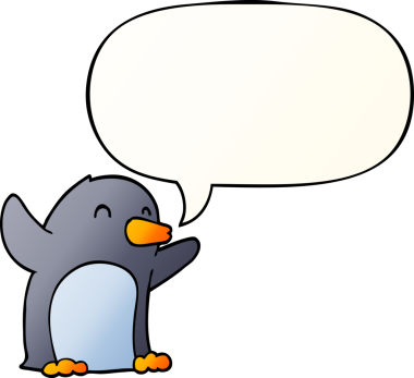 Orijinal çizgi film, konuşma baloncuğu yumuşak eğimli penguenleri heyecanlandırdı