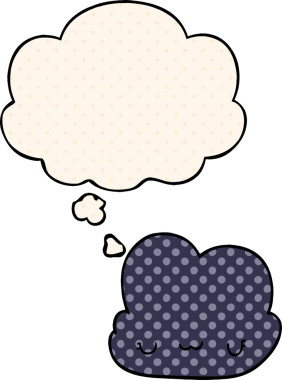 Çizgi roman tarzında düşünce baloncuğu olan orijinal şirin çizgi film bulutu