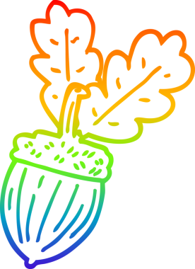 Orijinal gökkuşağı gradyan çizgi çizimi bir palamut karikatürü