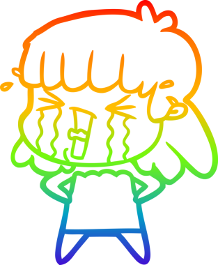 Orijinal gökkuşağı gradyan çizgi çizimi bir karikatür kadının