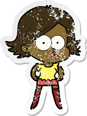 Çizgi filmdeki somurtan bir kızın orijinal üzgün çıkartması.