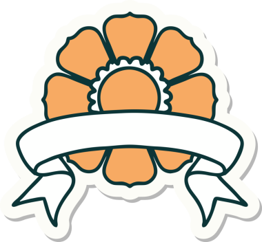 Çiçek pankartlı orijinal dövme stili