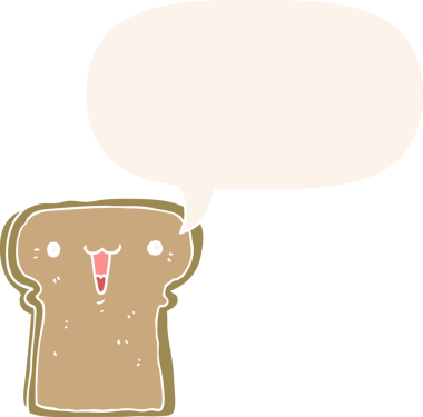 Orijinal tatlı çizgi film tostu konuşma baloncuğu ile retro tarzı