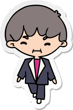 Orijinal karikatür çizimi kawaii takım elbiseli yakışıklı adam