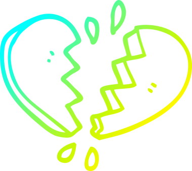 Kırık bir kalbin orijinal soğuk gradyan çizimi