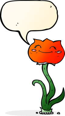 Konuşma baloncuklu orijinal karikatür çiçeği