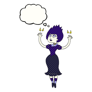 Orijinal serbest çizim düşünce balonu vampir kız çizgi filmi