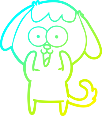 Tatlı bir çizgi film köpeğinin orijinal soğuk gradyan çizimi