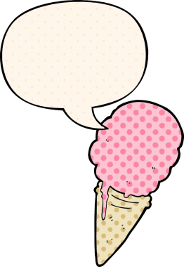 Çizgi roman tarzında konuşma balonu olan orijinal çizgi film dondurması.