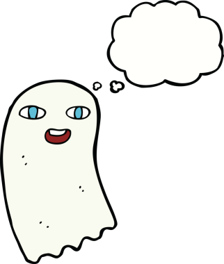 Düşünce baloncuklu orijinal komik hayalet.