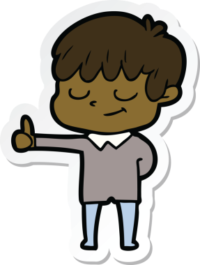 Çizgi filmin orijinal çıkartması. Mutlu çocuk.